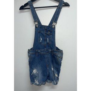 Papaya Blue Denim Jean Bib Kylie Shorts Overalls Shortalls Womens SZ M High Rise